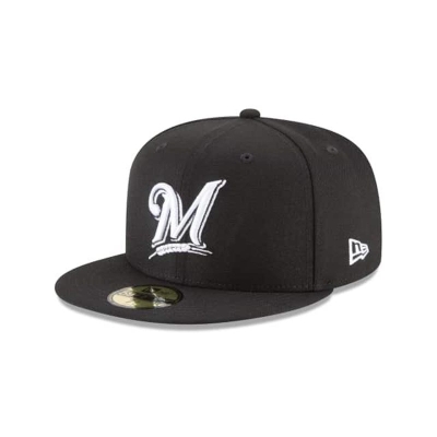 Black Milwaukee Brewers Hat - New Era MLB Basic 59FIFTY Fitted Caps USA9261580